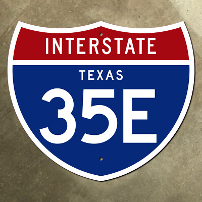 Texas interstate route 35E highway marker road sign suffix Dallas 1961 13x11