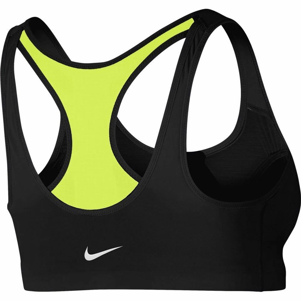 Sujetador deportivo Nike para mujer con forma de cremallera negro/voltio soporte medio (858429-010) talla XS/S Foto 2 de 4