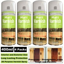 4X Clear Matt Varnish Spray All Purpose Exterior Interior Aerosol Can 400ml