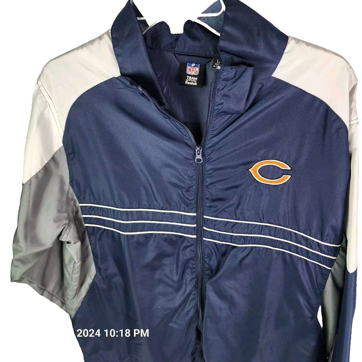 Chicago Bears Jacket Men's LargNFL Team Apparel Reebok SI Full Zip