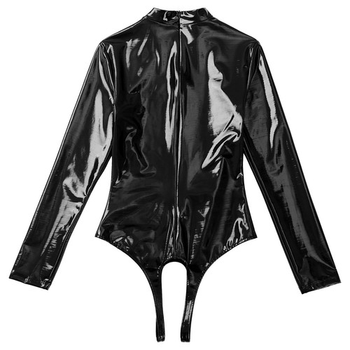 Body para mujer Wetlook charol leotardo busto abierto mono sin entrepierna - Imagen 40 de 92