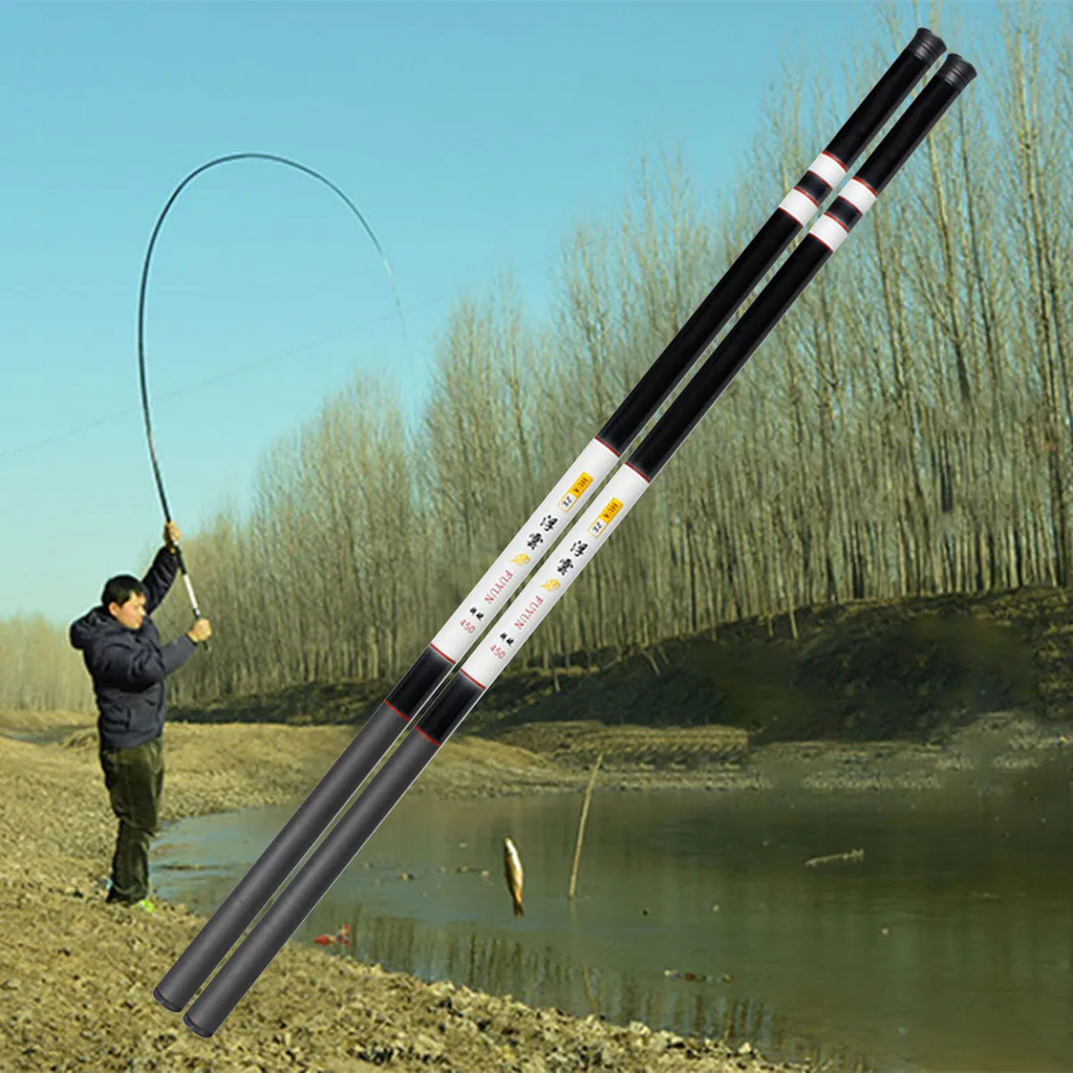 High Carbon Fiber Telescopic Fishing Rod 1 ~ 2.8 Stream Fly Fishing Hand  Pole