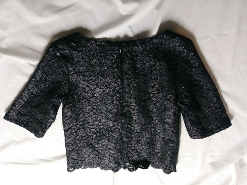 4 / 5 Girls XS Black Sparkle Special Occasion top Cherokee decorative edge - Picture 2 of 12