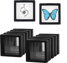 10Pcs Display Cases,3D Floating Frame Case,Transparent Stand Holder for Jewelry