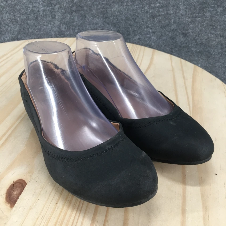 Zapatos planos de ballet Toms para mujer 6,5 sin cordones de cuero negro cómodos parte superior baja Foto 3 de 4