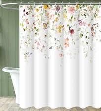Floral Shower Curtain Watercolor Flower Colorful Wildflower Machine Washable ...