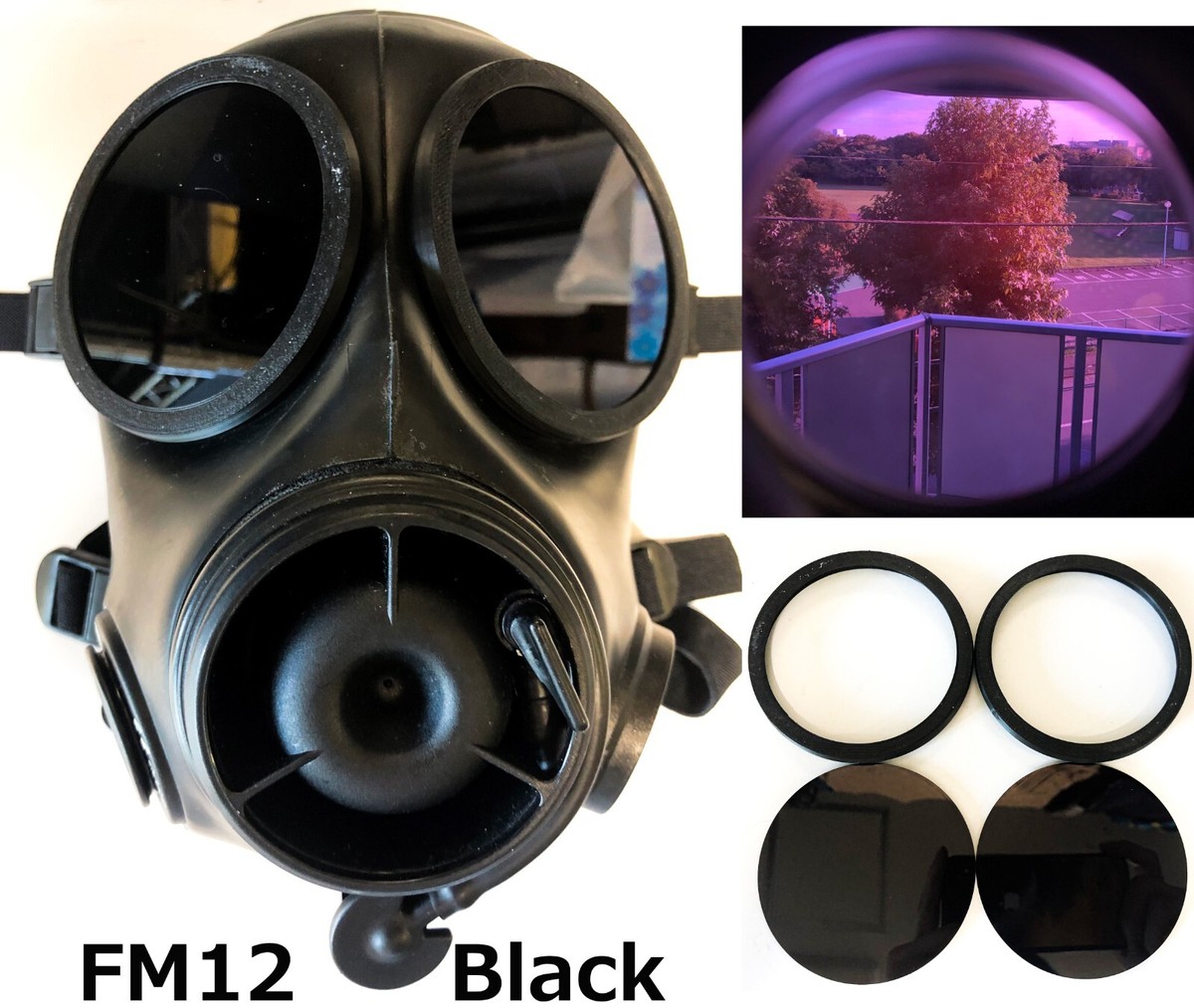 Outsert Black Polycarbonate lenses for SAS FM12 GasMask,Cosplay
