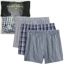 Banana Republic Boxers 3 Pair Men's LARGE Striped Plaid Gingham Boxer Shorts
