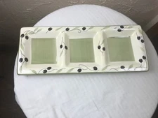 Three Section Serving Dish Server Tray 3 Part Olive Design DII