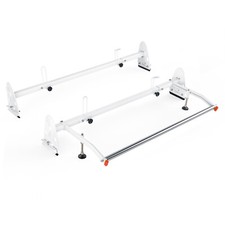 Fullsize Steel Two-bar Van Ladder Roof Racks With Rear Cargo Roller - White