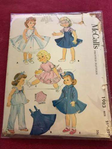 🌸 1955 McCALL'S #1983-BEAUTIFUL 21"-22" BABY DOLL CLOTHING PATTERN - NOT A COPY