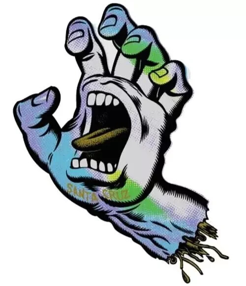 SANTA CRUZ Screaming Hand Sticker / Skateboard Snowboard Surf