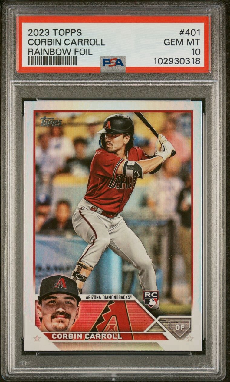 2023 Topps -  Corbin Carroll Rainbow Foil RC No. 401 PSA 10