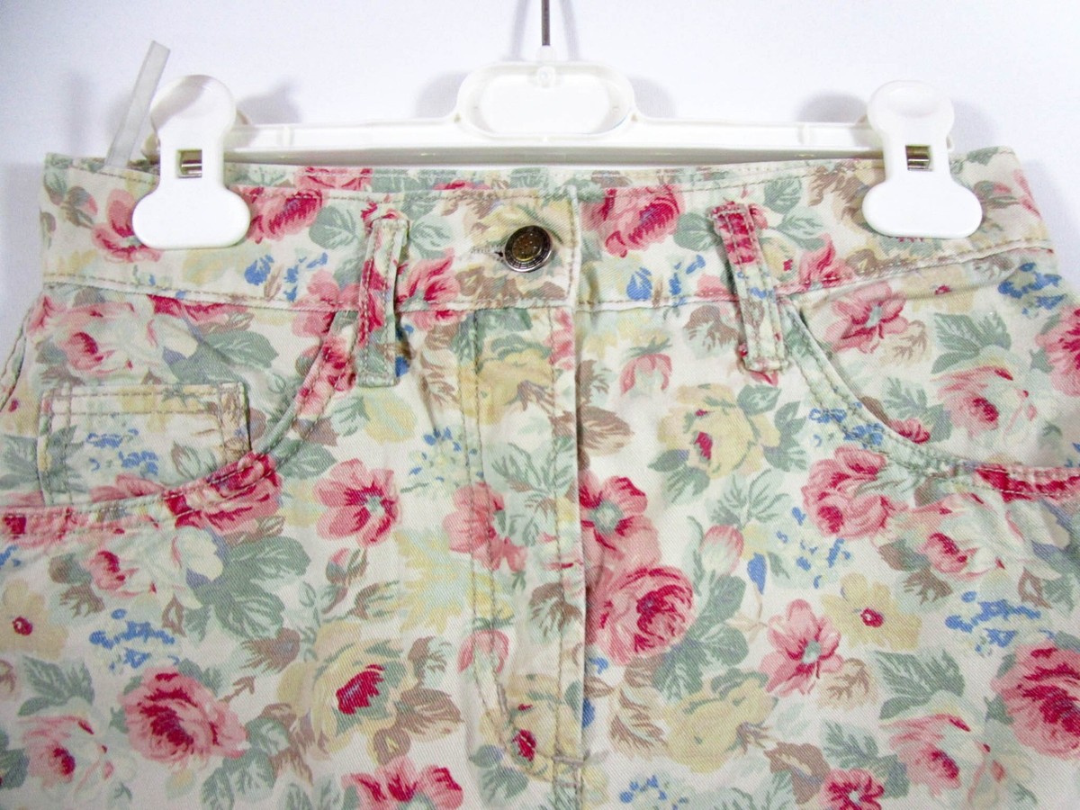 Germany Designer Pionier Women's Girls Vtg 80s Cotton Floral Skirt sz XS BG71 View 5