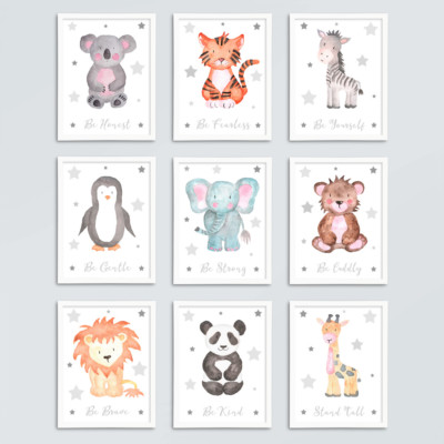 Safari Wald Tier Baby Kinderzimmer Wandbilder Drucke Set Kinderzimmer Deko