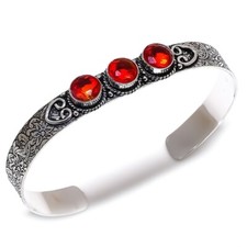 Red Garnet Gemstone Handmade 925 Sterling silver Cuff Bracelet Adjustable