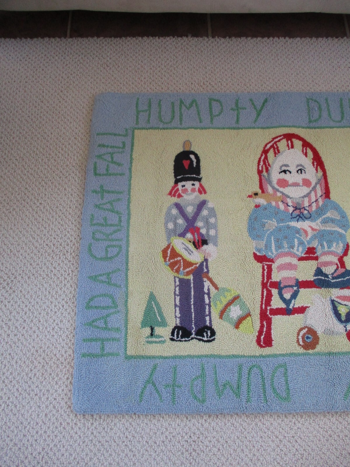 Vintage Humpty Dumpty Rug Carpet 100% Cotton Nursery Rhyme Toddler Children Kids