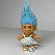 Vintage Russ Troll Doll Blue Hair Brown Eyes 8” Tall with Hair Ballerina