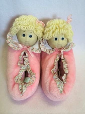 Cabbage Patch Kids Vtg 1984 Girls 11 12 Pink Plush Doll Head Slippers Floral 