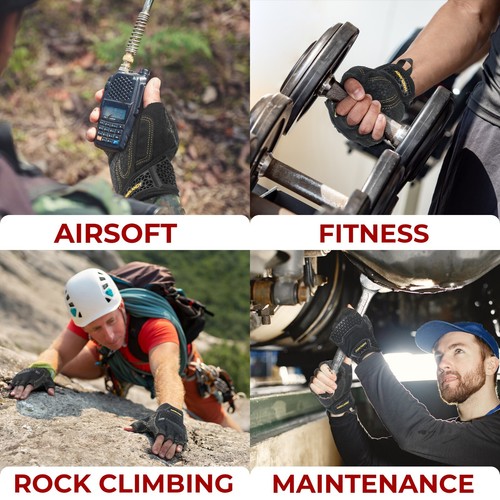 HANDLANDY Fingerless Work Gloves for Men,Tactical Mechanics Gloves - Picture 20 of 21