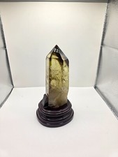 1.5LB Natural citrine Smoke Quartz obelisk mineral specimen crystal W/ stand