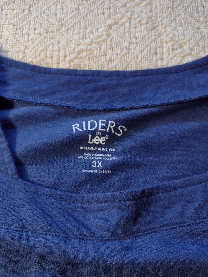 Riders by Lee Women's short sleeve blue slimming Top, Size 3X eBay