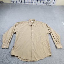 Enro Combed Cotton Shirt Mens 17.5 34-35 Beige Button Up Long Sleeve