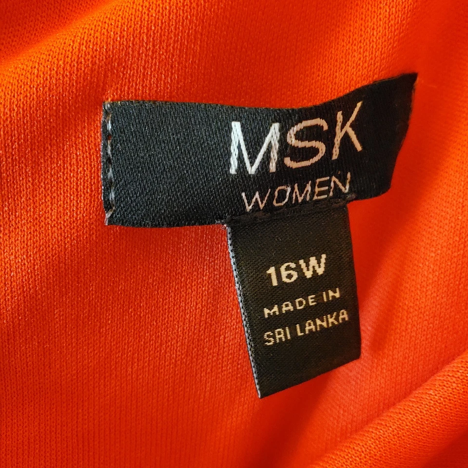 Vestido Vaina MSK Mujer Talla Grande Para Mujer Talla 14 Manga Acampanada Rojo Coral Foto 3 de 4