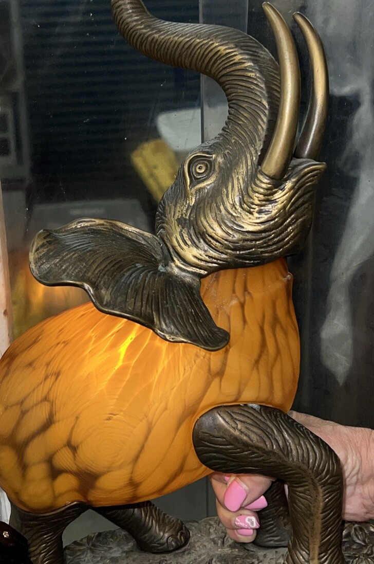 A1【used】傘立て 純銅製 Made In Italy COPPER100% Tin Chi Elephant Accent Lamp Andrea by Sadek Night Light