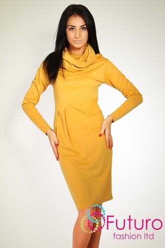 Sensible Women's Dress Cowl Neck Knitted Funnel Jersey Size 8-14 FK1136 - Picture 7 of 7