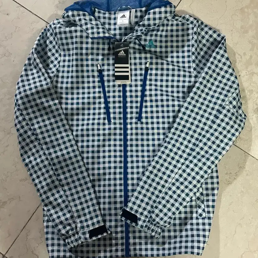 Adidas Blue Checked Pattern Windbreaker Jacket - image 2