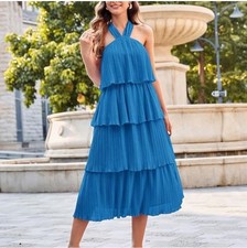 Grace Karin Women Midi Beach Holiday Dress 4-Layer A-Line Cake Dress Tiered 2XL