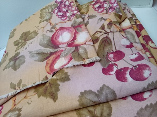 Fabric Yardage Fall Themed Fruits Plum Peach Pear Apple Cherry Cotton 4.44 Yards - Picture 7 of 15