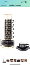 6-piece Espresso Cups W/Saucers And Metal Stand