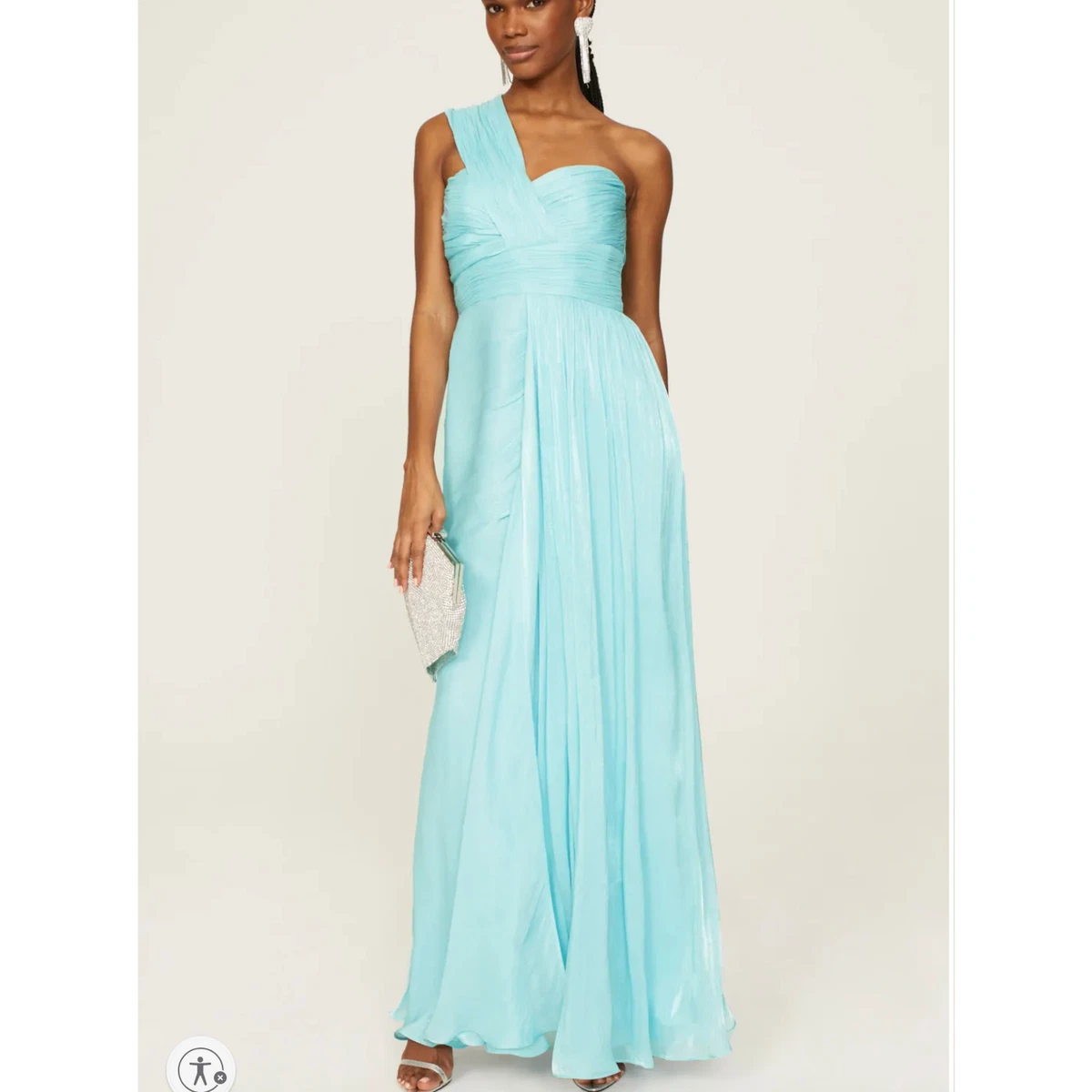 sachin and babi light blue dress Badgley Mischka Gathered Chiffon Midi Dress In Green - 85% Off