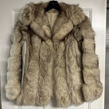 Silver Fox Fur Coat Mid Length Women Size M Real Fur Used custom Marilyn Ann