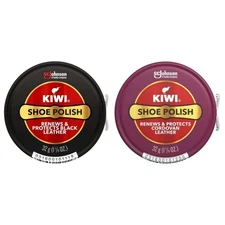 Kiwi Shoe Polish Variety Pack Black & Cordovan Leather Care 31g 1.125oz Each