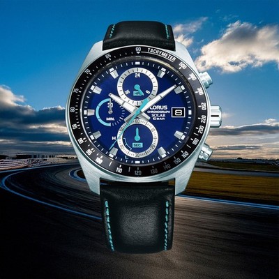 Lorus by Seiko RZ623AX9 Herren Uhr Solar Chronograph Blau Edelstahl Armbanduhr