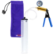 LeLuv Ultima Penis Pump Kit - Rubber Grip, Clear Hose - Thick Walled Cylinders