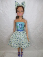 Handmade By Me Dress and Bow, Made to Fit Barbie Best Fashion Friend 28" doll.