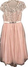Rare Editions Girls Short-Sleeve Embroidered/Mesh-Overlay-Skirted Long Dress-10