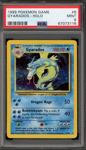 Pokemon Gyarados Base Set Unlimited Holo Rare #6 PSA 9 Mint