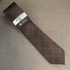Alfani Men's Slim Neck Tie Gering Grid Alfatech Burgundy MSRP $55