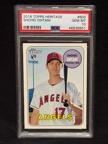 SHOHEI OHTANI ANGELS DODGERS MVP 2018 TOPPS HERITAGE ROOKIE #600 GEM MINT PSA 10