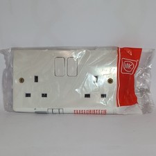 MK Logic plus Double Socket (K2747 WHI DP) 13A 2 Gang, in White
