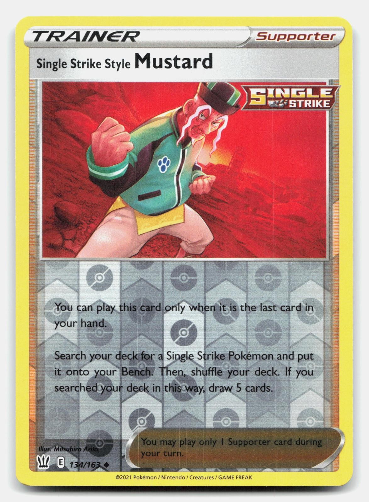 Single Strike Style Mustard 134/163 Battle Styles Pokemon Reverse Holo NM