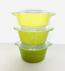 Vintage PYREX Verde Green Avocado Yellow Casserole Dish with Lids Set of 3