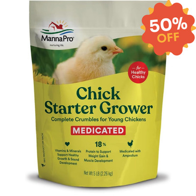 Manna Pro Medicated Chick Starter Grower Feed   High Protein Crumbles 5 lb Bag