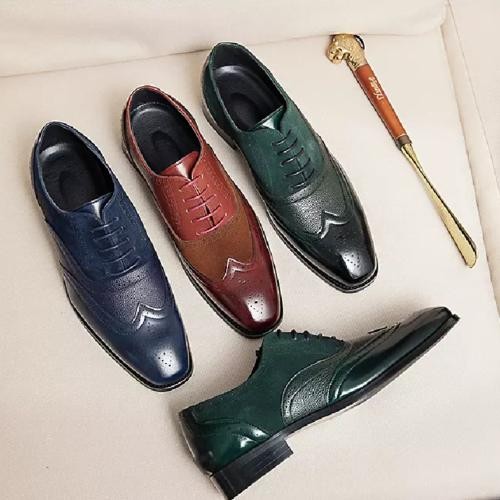 SAOLA Scarpe da lavoro uomo intagliate brogues stringate punta alare Oxford business eleganti formali