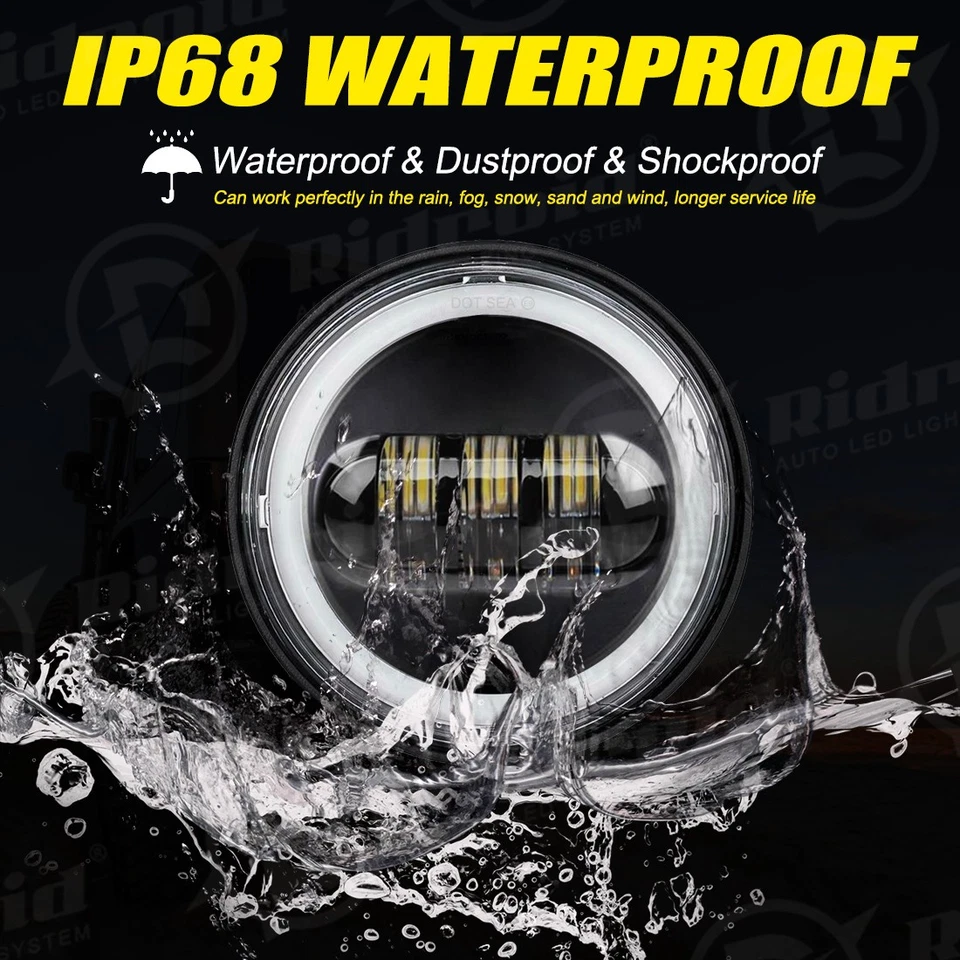 Pair 4.5" inch LED Passing Lights 4 1/2" Fog Spot lamp for Honda VTX1300 VTX1800 - Image 4 of 4